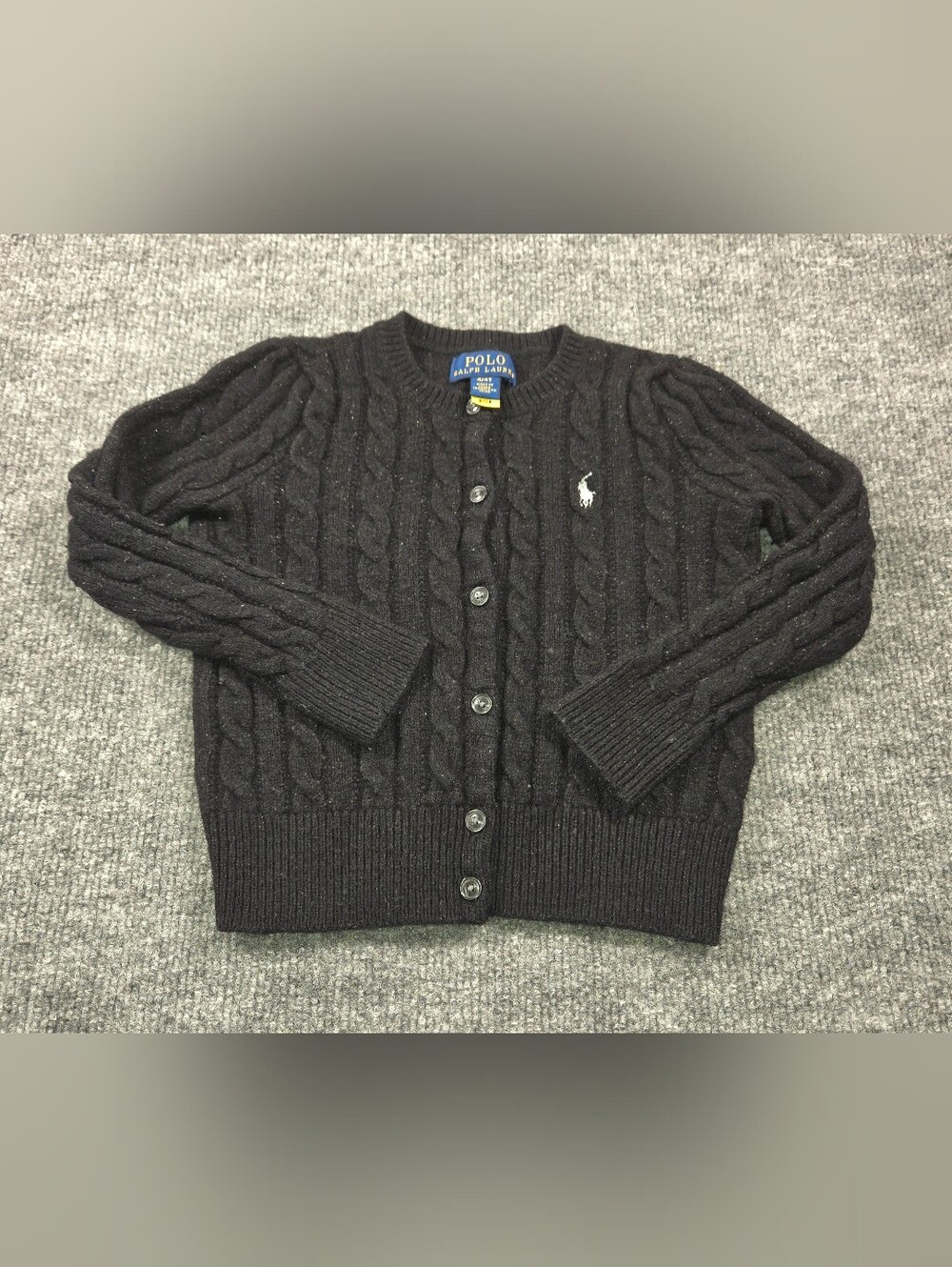 Polo Ralph Lauren Kids Black Cable Knit Cardigan Size 4T